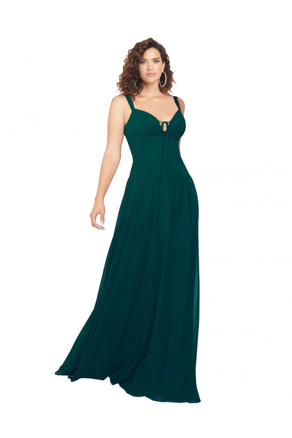 Sleeveless Sweetheart Soft Chiffon Hunter Long Bridesmaid Dress Adelaide