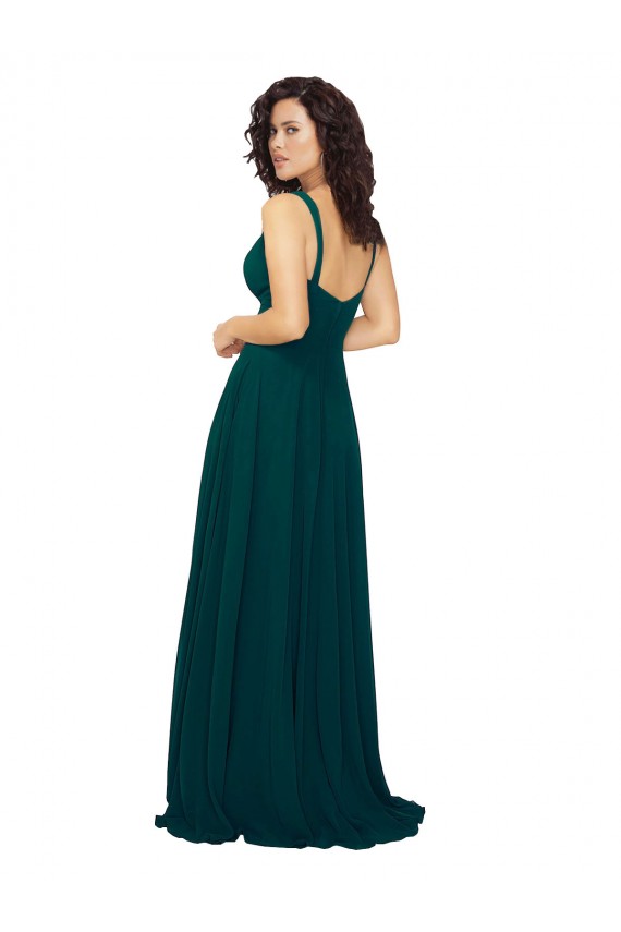 Sleeveless Sweetheart Soft Chiffon Hunter Long Bridesmaid Dress Adelaide