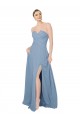 Sleeveless Strapless Chiffon Dusty Blue Long Bridesmaid Dress / Evening Dress Adelaide