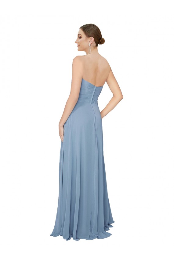 Sleeveless Strapless Chiffon Dusty Blue Long Bridesmaid Dress / Evening Dress Adelaide