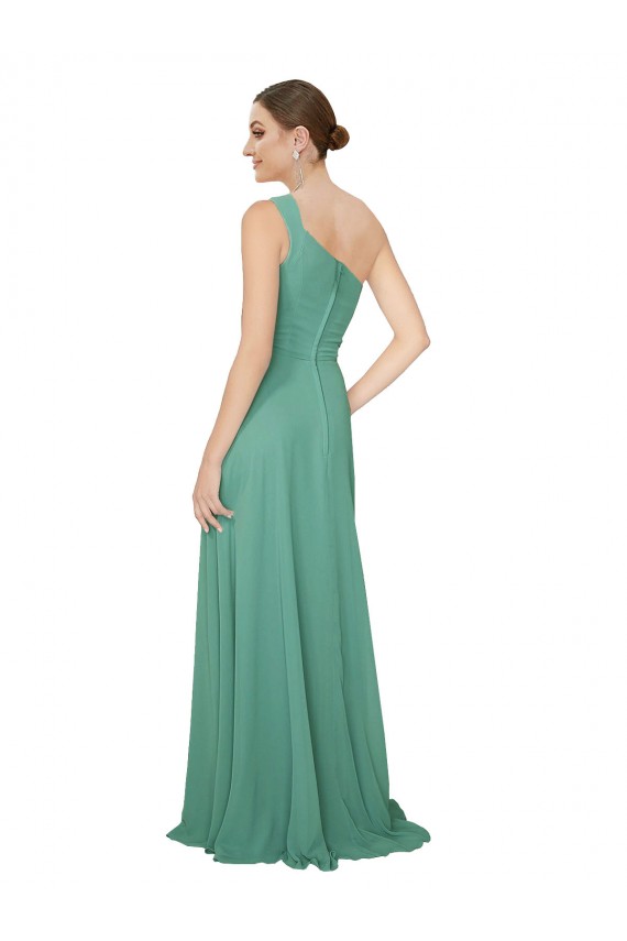 Sleeveless Strapless Soft Chiffon Icelandic Silver Long Bridesmaid Dress Adelaide