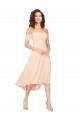 Cold Shoulder Square Neck Soft Chiffon Ice Pink Midi Length High Low Bridesmaid Dress Adelaide