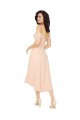 Cold Shoulder Square Neck Soft Chiffon Ice Pink Midi Length High Low Bridesmaid Dress Adelaide