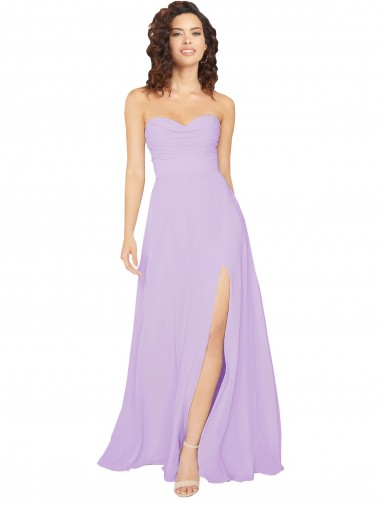 Sleeveless Strapless Chiffon Lilac Long Bridesmaid Dress / Evening Dress Adelaide
