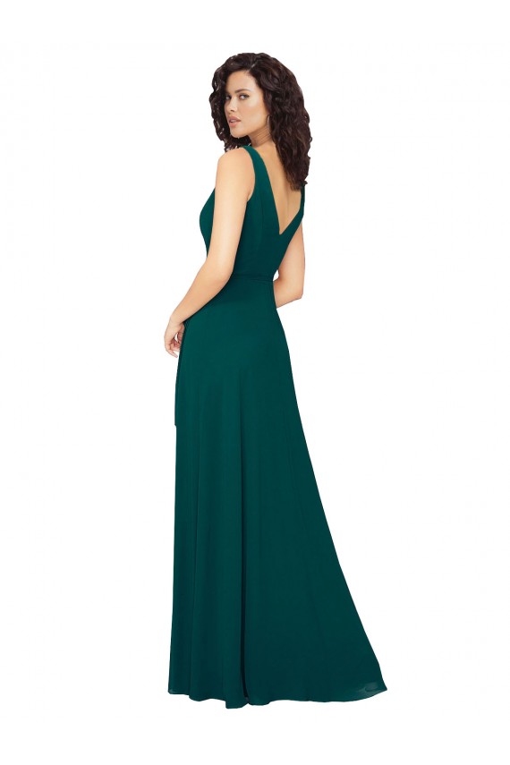 Sleeveless V-Neck Chiffon Hunter Long Evening Gowns / Bridesmaid Dresses Adelaide