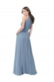 Sleeveless High Neck Chiffon Dusty Blue Long Bridesmaid Formal Dress Adelaide