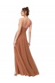 Sleeveless Cowl Neck Soft Chiffon Rosewood Long Bridesmaid Dress Adelaide