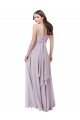 Sleeveless V-Neck Soft Chiffon Pink Glow Long Bridesmaid Dress Adelaide