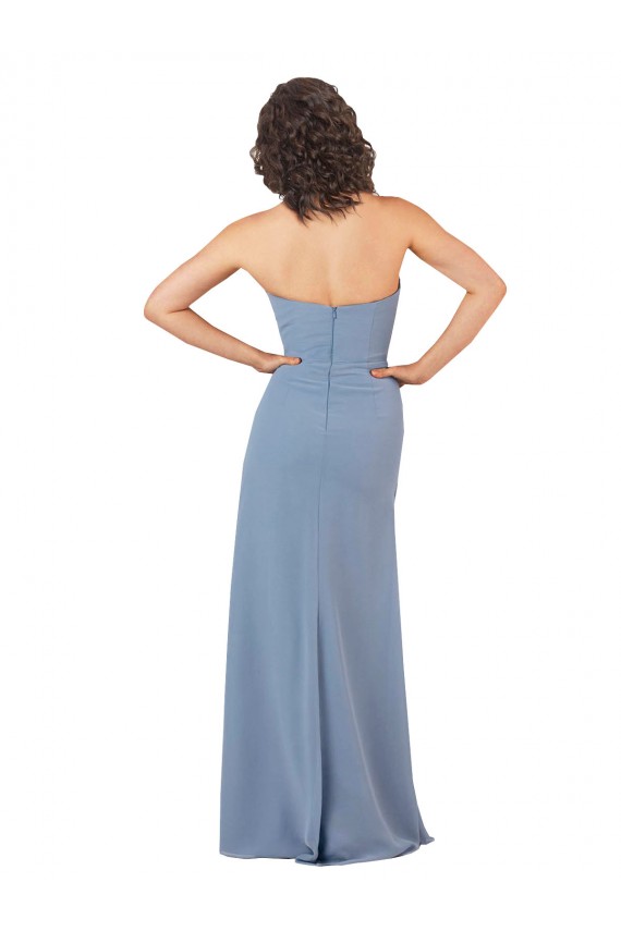 Sleeveless Strapless Soft Chiffon Burgundy Long Bridesmaid Dress Adelaide