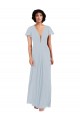 Cap Sleeves V-Neck Soft Chiffon Sea Glass Long Bridesmaid Dress / Formal Dress Adelaide