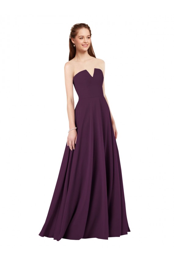 Sleeveless Strapless Soft Chiffon Grape Long Formal Dress / Bridesmaid Dress Adelaide