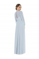 Puff Sleeves Strapless Soft Chiffon Sea Glass Long Formal Evening Gown / Bridesmaid Dress Adelaide
