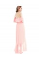 Sleeveless Off the Shoulder Soft Chiffon Pink Long High Low Bridesmaid Dress Adelaide