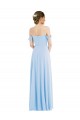 Sleeveless Off the Shoulder Soft Chiffon Light Sky Blue Long Formal Evening Gown / Bridesmaid Dress Adelaide