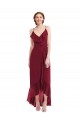Sleeveless V-Neck Soft Chiffon Burgundy Long High Low Evening Gown / Bridesmaid Dress Adelaide