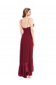 Sleeveless V-Neck Soft Chiffon Burgundy Long High Low Evening Gown / Bridesmaid Dress Adelaide