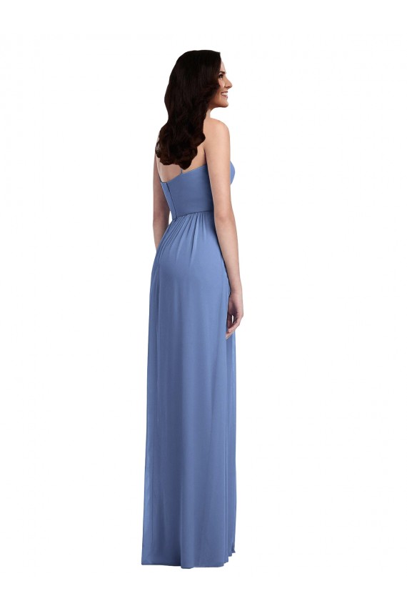 Sleeveless Spaghetti Straps Soft Chiffon Windsor Blue Long Semi Formal Evening Dress / Bridesmaid Dress Adelaide