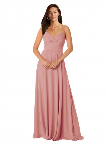 Sleeveless V-Neck Lxue Chiffon Bliss Pink Long Bridesmaid Dress Adelaide