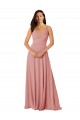 Sleeveless V-Neck Lxue Chiffon Bliss Pink Long Bridesmaid Dress Adelaide