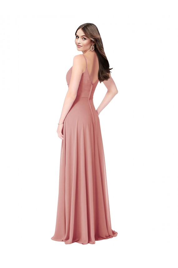 Sleeveless V-Neck Lxue Chiffon Bliss Pink Long Bridesmaid Dress Adelaide