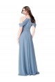 Sleeveless Off the Shoulder Soft Chiffon Dusty Blue Long Evening Dress / Bridesmaid Dress Adelaide