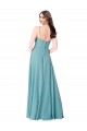 Sleeveless V-Neck Soft Chiffon Turquoise Long Bridesmaid Dress Adelaide
