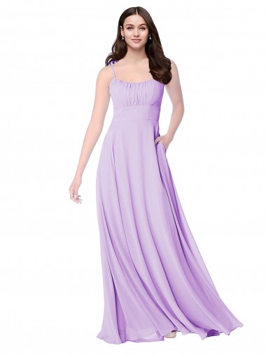 Sleeveless Scoop Neck Soft Chiffon Lilac Long Bridal Party Dress Adelaide