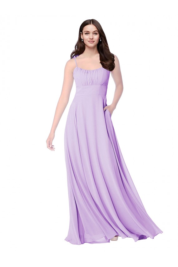 Sleeveless Scoop Neck Soft Chiffon Lilac Long Bridal Party Dress Adelaide