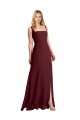 Sleeveless Square Neck Soft Chiffon Burgundy Gold Long Bridesmaid Dress Adelaide