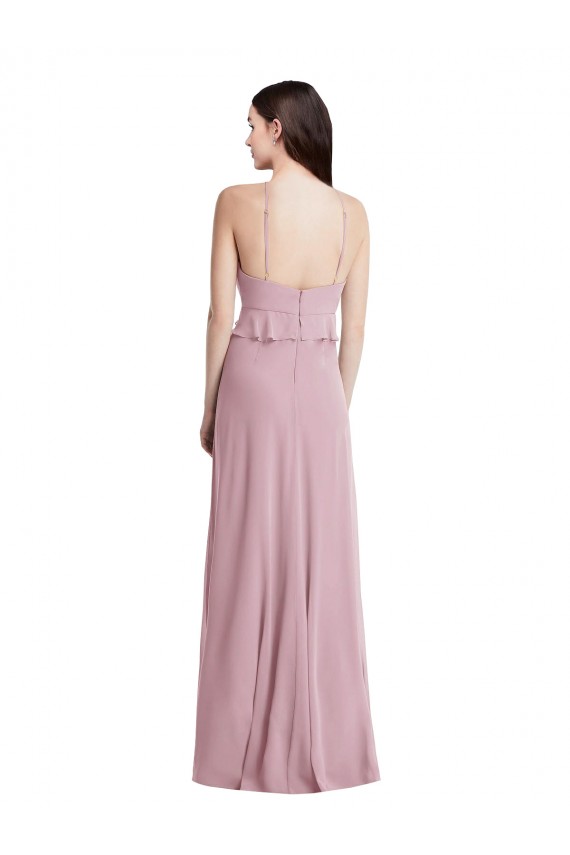 Sleeveless Halter Neck Chiffon Primrose Long Bridesmaid Dress / Evening Dress Adelaide