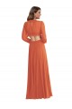 Long Sleeves V-Neck Soft Chiffon Firecracker Long High Low Evening Gown / Bridesmaid Dress Adelaide