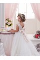 Sleeveless Bateau Neck Tulle & Lace Ivory Chapel Train Flower Girl Dresses Adelaide
