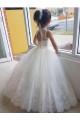 Sleeveless High Neck Tulle & Lace Ivory Long Flower Girl Dress for Wedding Adelaide