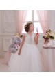 Sleeveless High Neck Tulle & Lace Ivory Long Little Flower Girl Dresses Adelaide