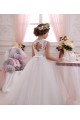 Sleeveless High Neck Tulle & Lace Ivory Long Little Flower Girl Dresses Adelaide