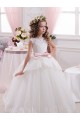 Sleeveless Sweetheart Tulle & Lace Ivory Chapel Train Flower Girl Dress for Wedding Adelaide