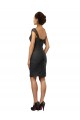 Sleeveless Off the Shoulder Soft Chiffon & Lace Slate Grey Knee Length Bridesmaid Dress Adelaide