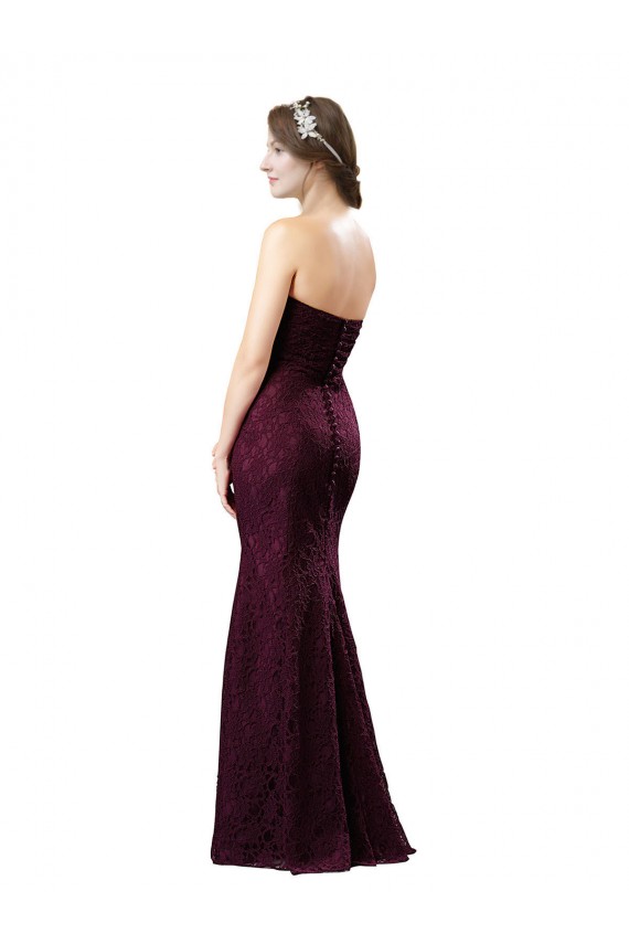 Sleeveless Sweetheart Lace Grape Long Bridesmaid Dress Adelaide