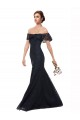 Flutter Sleeves Off the Shoulder Lace Dark Navy Long Prom Dress / Bridesmaid Dress Adelaide