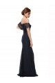 Flutter Sleeves Off the Shoulder Lace Dark Navy Long Prom Dress / Bridesmaid Dress Adelaide