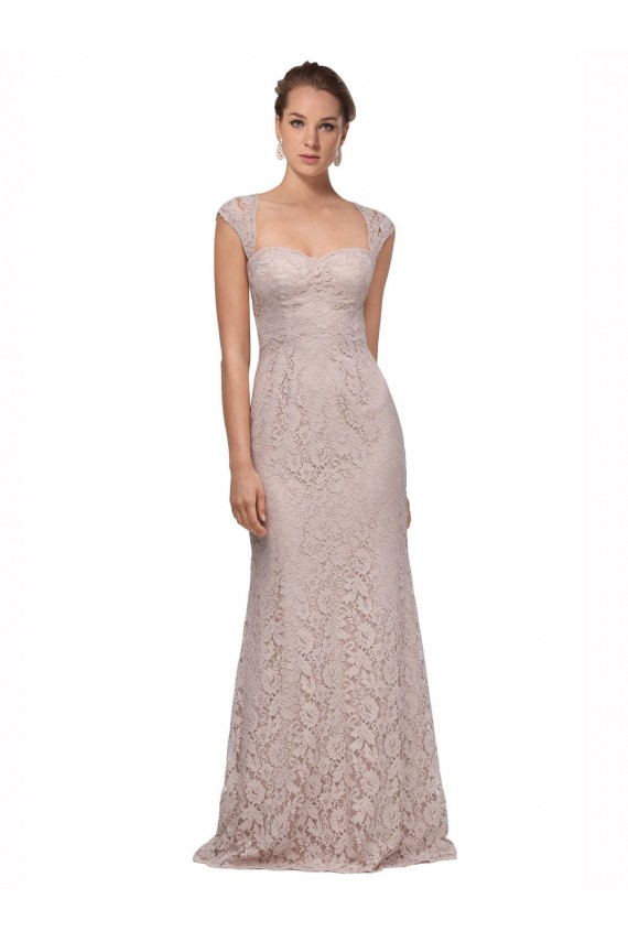 Cap Sleeves Sweetheart Lace Long Bridesmaid Dress / Formal Dress Adelaide