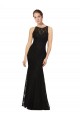 Sleeveless Jewel Neck Lace Black Long Bridesmaid Dress Adelaide