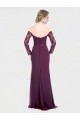 Long Sleeves Off the Shoulder Soft Chiffon & Lace Grape Long Bridesmaid Dress Adelaide