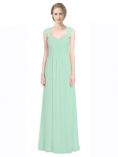 Sleeveless Sweetheart Soft Chiffon & Lace Mint Green Long Bridesmaid Dress Adelaide