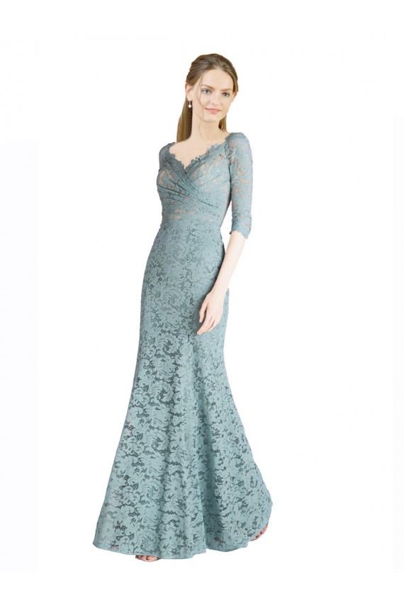 Half Sleeves Sweetheart Lace Long Prom Dress / Bridesmaid Dress Adelaide