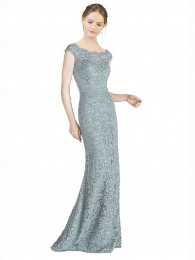 Cap Sleeves Off the Shoulder Lace Long Prom Dress / Bridesmaid Dress Adelaide