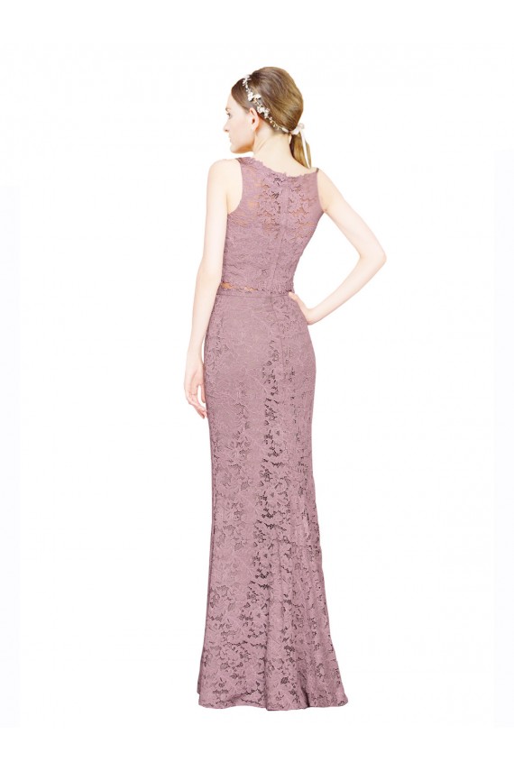 Sleeveless Illusion Neck Lace Long Prom Dress / Bridesmaid Dress Adelaide