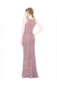 Sleeveless Illusion Neck Lace Long Prom Dress / Bridesmaid Dress Adelaide