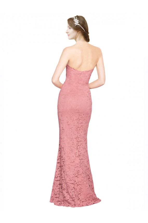 Sleeveless Strapless Lace Salmon Long Formal Dress / Bridesmaid Dress Adelaide