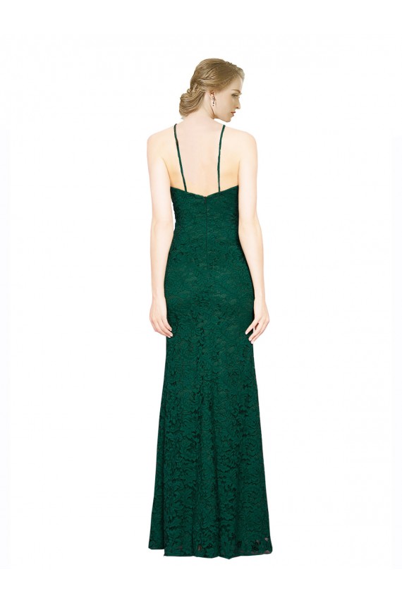 Sleeveless High Neck Lace Dark Green Long Prom Dress / Bridesmaid Dress Adelaide